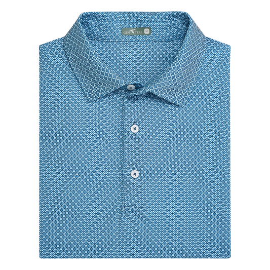 NAVY DIAMOND LATTICE PRINTED POLO