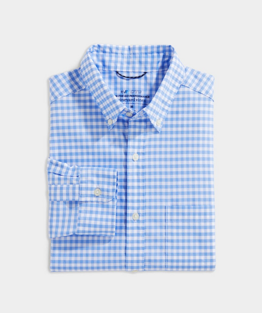 VINEYARD VINES NEWPORT BLUE GINGHAM OTG BRRR SHIRT